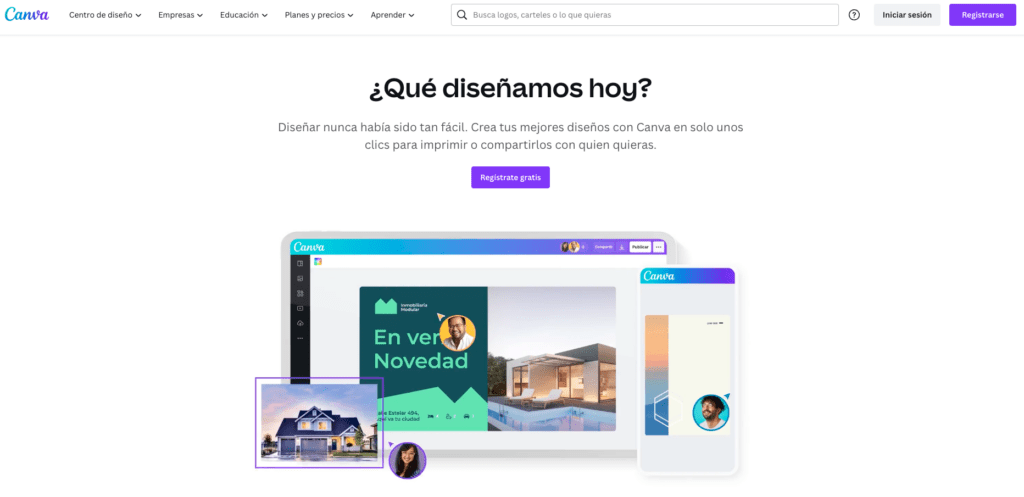 Captura de pantalla de Canva, herramienta de diseño gráfico.