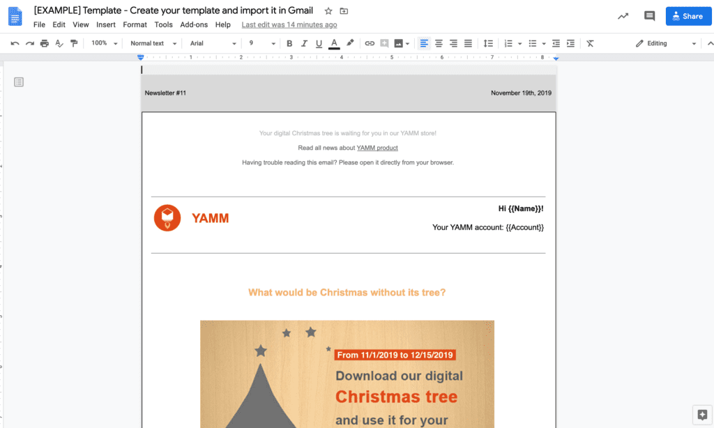 email designed in gmail