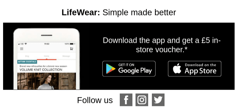 app download promoted in email footer