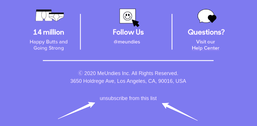 unsubscribe link in email footer