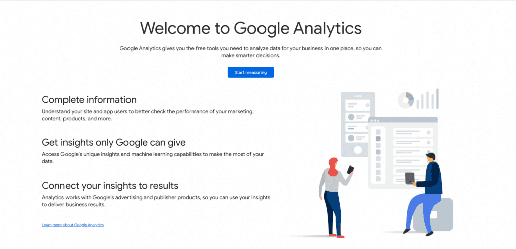 Screenshot de Google Analytics, para medición de marketing.