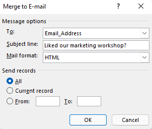 inputting subject line in outlook
