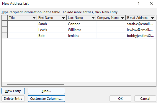 choosing outlook contacts