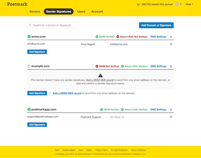 postmark dashboard