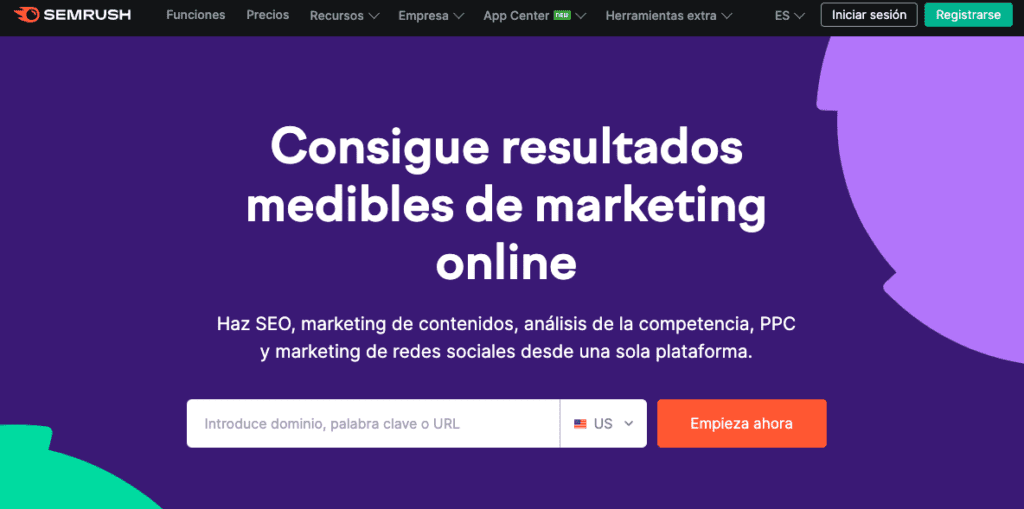 Semrush, imagen de una herramienta que ayuda a mejorar el SEO a empresas, etc.