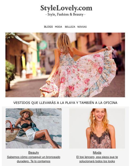 Newsletter ejemplos en moda.