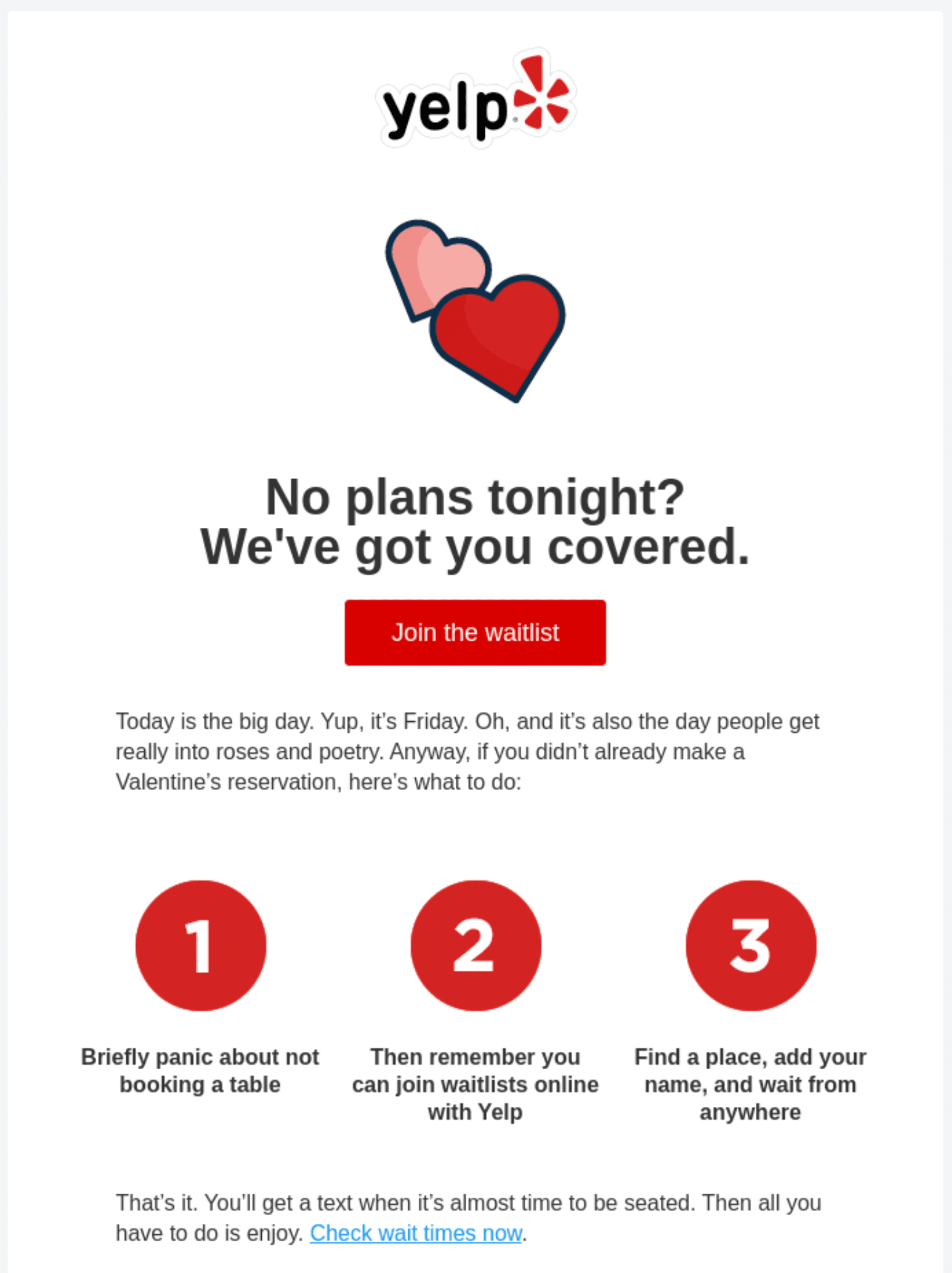 Valentine's Day newsletter example