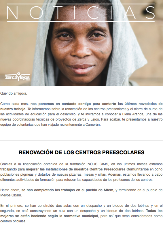 Ejemplo de newsletter: ONG.